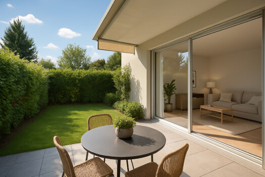 Appartement de 2 pièces et demie avec terrasse et jardin situé au rez-de-chaussée d'un immeuble non loin du centre de Lausanne.